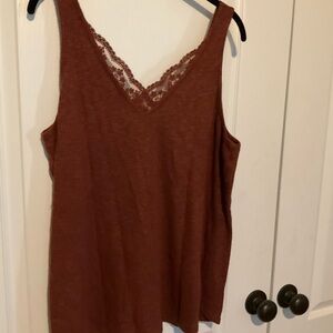 Maurices Lace Trim TankTop- Rust